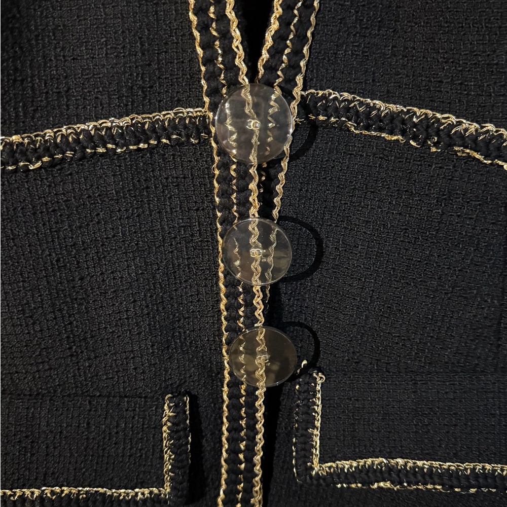 Chanel Jacket Tweed in Black/Lain 38